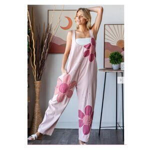 OH11 Oli and Hali WASHED BIG FLOWER PATCHWORK OVERALL